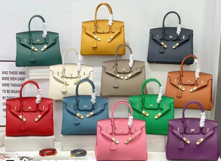 2025 - Euro-american Elegant Lychee Leather Shoulder Bag- Birkin 25- Rosa Sakura