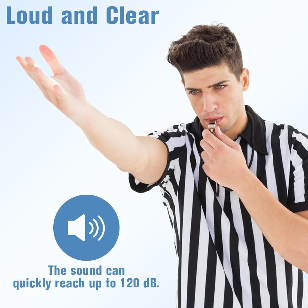 24 Pack Stainless Steel Whistles with Lanyards – Durable Loud Sports, Coaching, Referee, Party Favors, Outdoor Safety Whistles