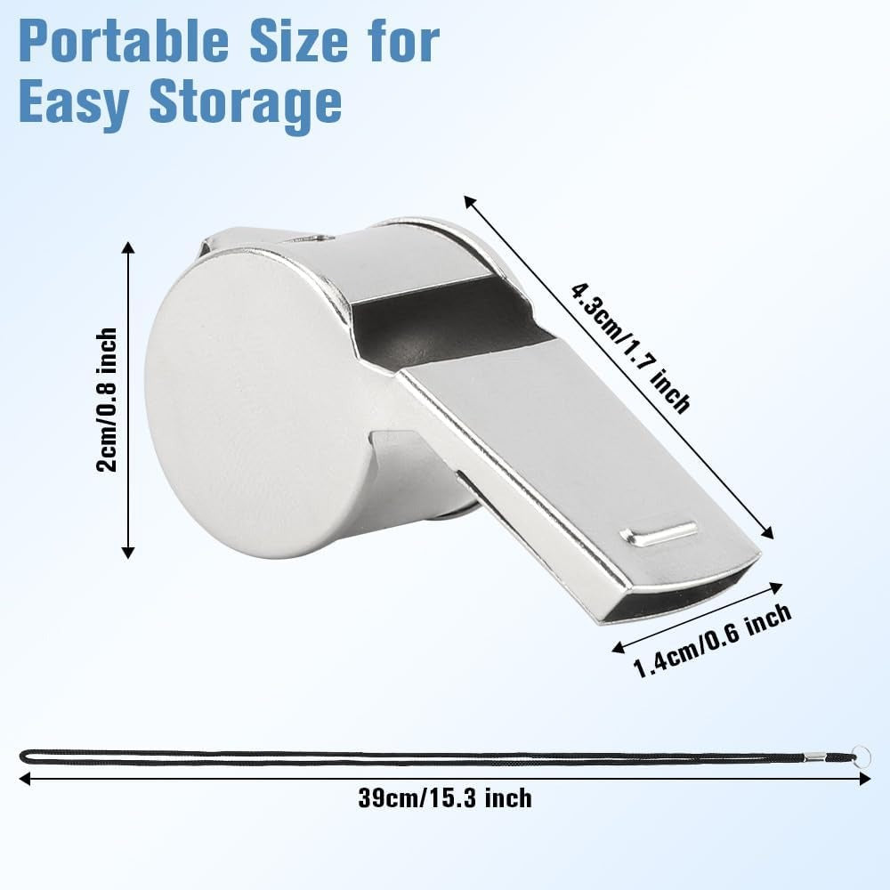 24 Pack Stainless Steel Whistles with Lanyards – Durable Loud Sports, Coaching, Referee, Party Favors, Outdoor Safety Whistles