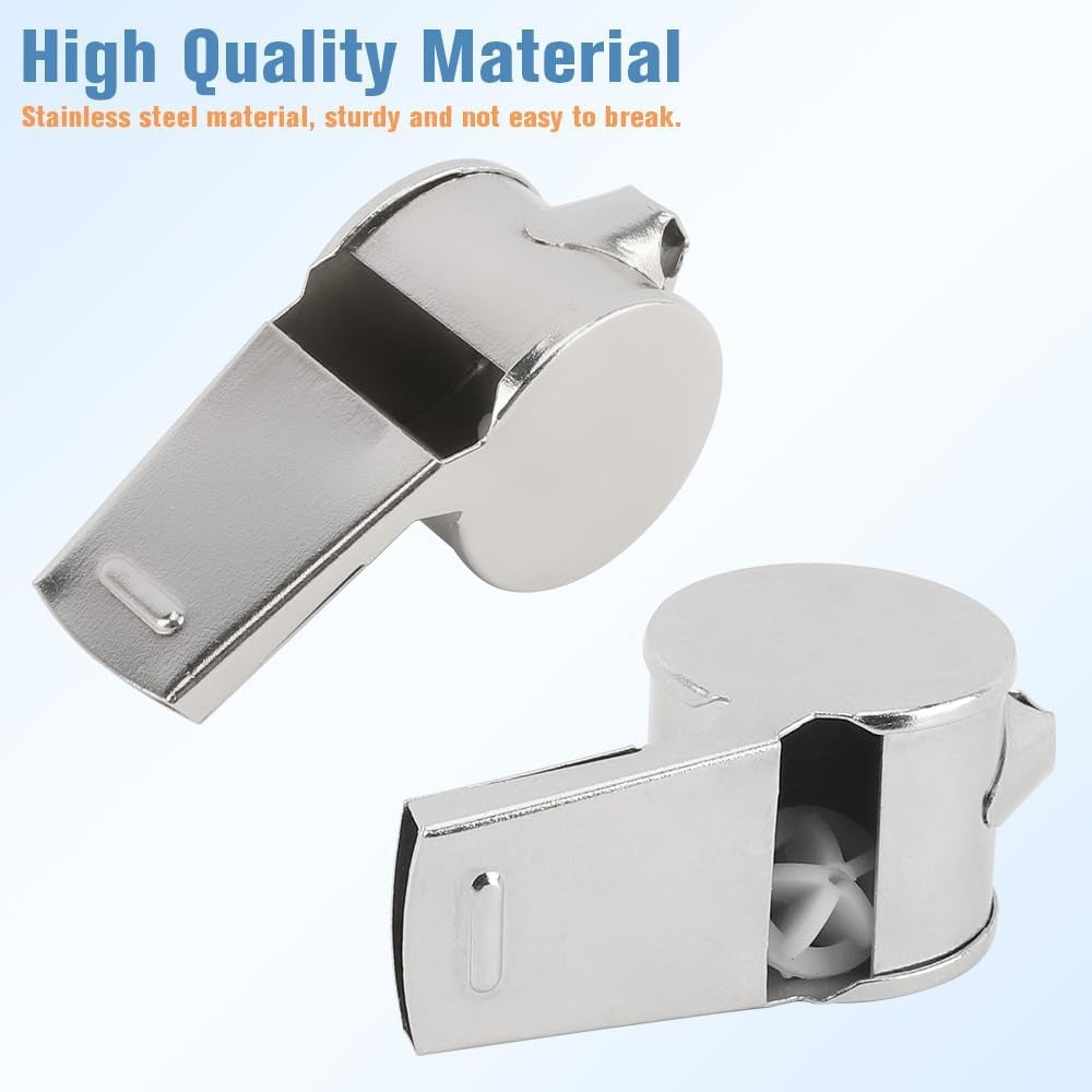 24 Pack Stainless Steel Whistles with Lanyards – Durable Loud Sports, Coaching, Referee, Party Favors, Outdoor Safety Whistles