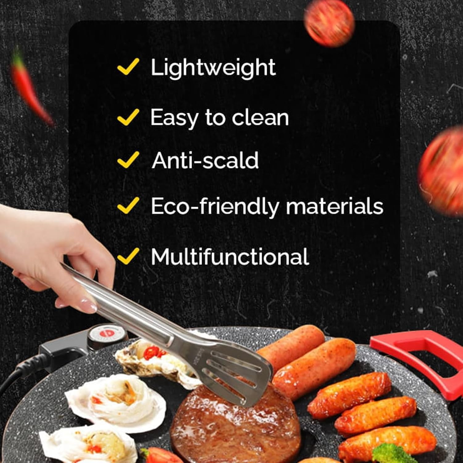 Smokeless Indoor Electric Grill & Nonstick Griddle – Compact, Fast - Heating Tabletop Grill for Steaks, Burgers, Pancakes, BBQ, and Everyday Indoor Cooking - Factory Direct Shop