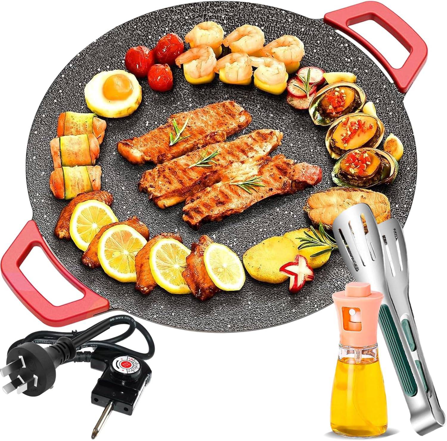Smokeless Indoor Electric Grill & Nonstick Griddle – Compact, Fast - Heating Tabletop Grill for Steaks, Burgers, Pancakes, BBQ, and Everyday Indoor Cooking - Factory Direct Shop