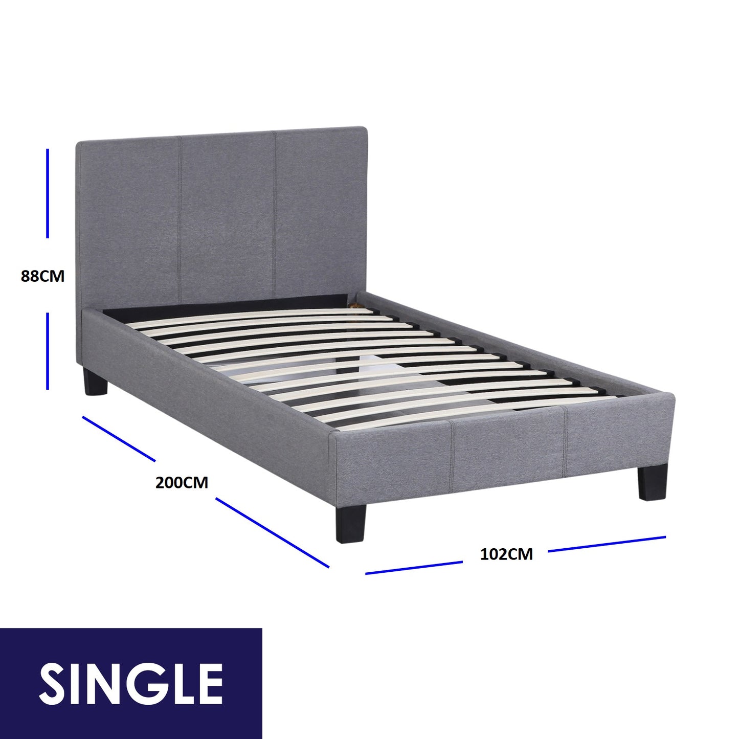 Milano Sienna Luxury Bed Frame - Single - Grey