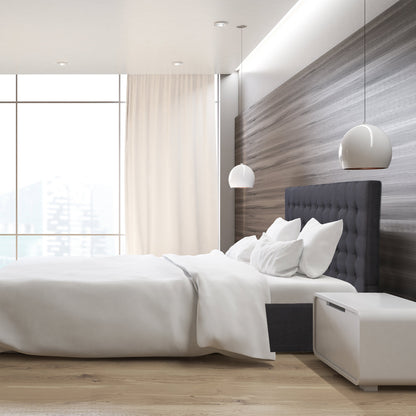 Milano Decor Eden Gas Lift Bed With Headboard Platform Storage Dark Grey Fabric - Single - Dark Grey