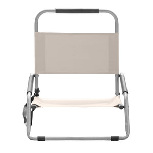 Foldable chair with beige seat and backrest on a white background