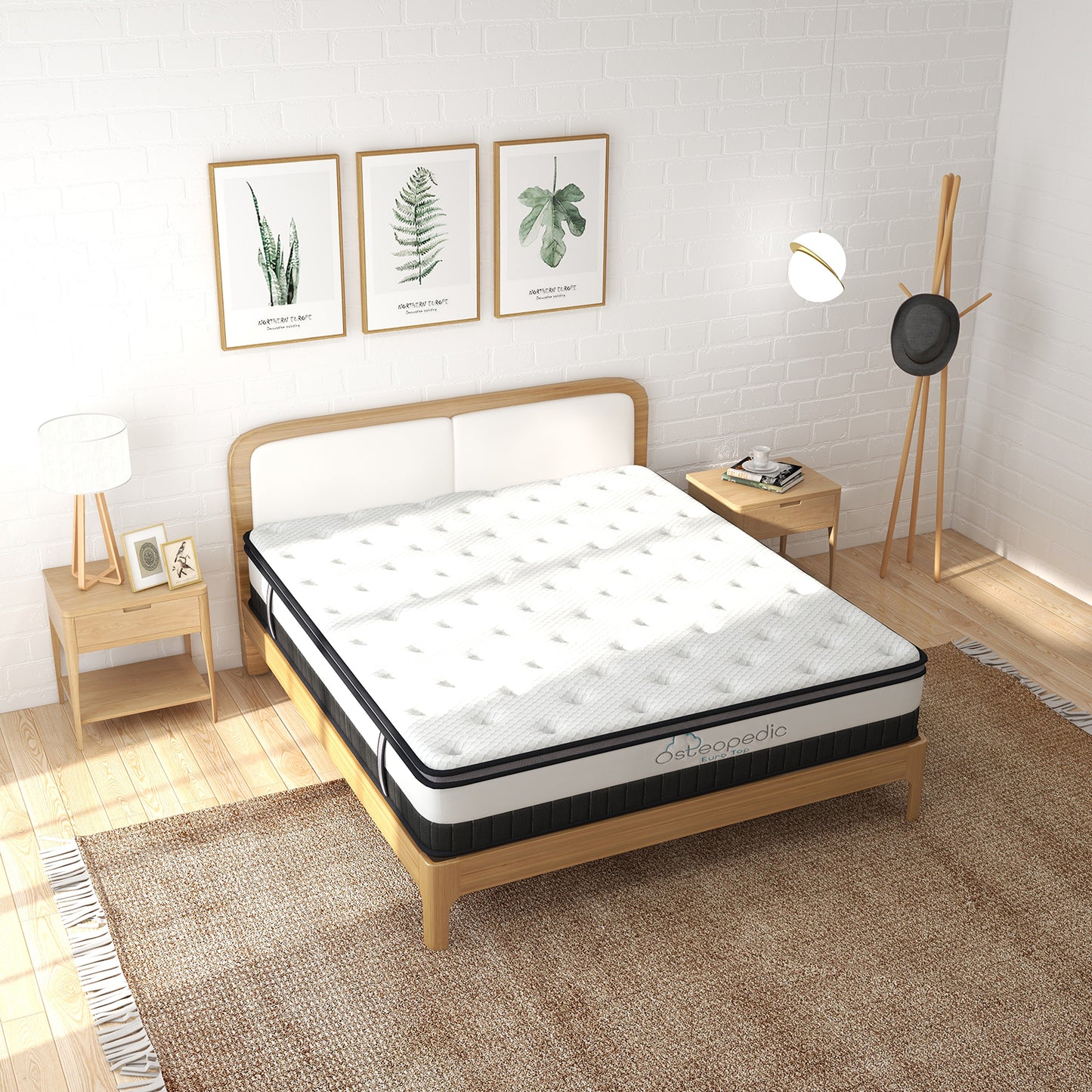 Osteopedic Euro Top Mattress Pocket Spring Medium Firm Hybrid Design Bed 30CM - Queen - White