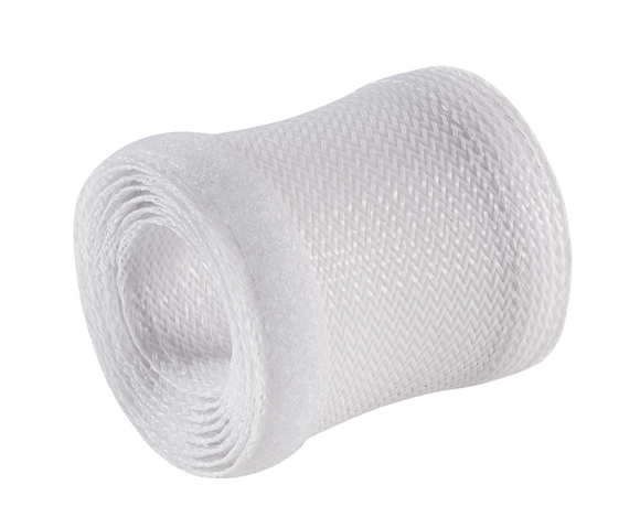 BRATECK Flexible Cable Wrap Sleeve with Hook and Loop Fastener 135mm/5.3' Width Material Polyester Dimensions 1000x135mm --White