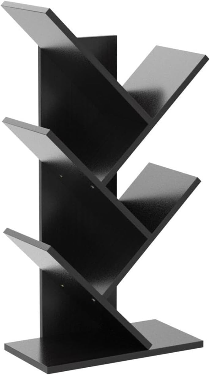 CARLA HOME 5-Tier Tree Bookshelf Storage Rack for Home Office or Bedroom (Black)