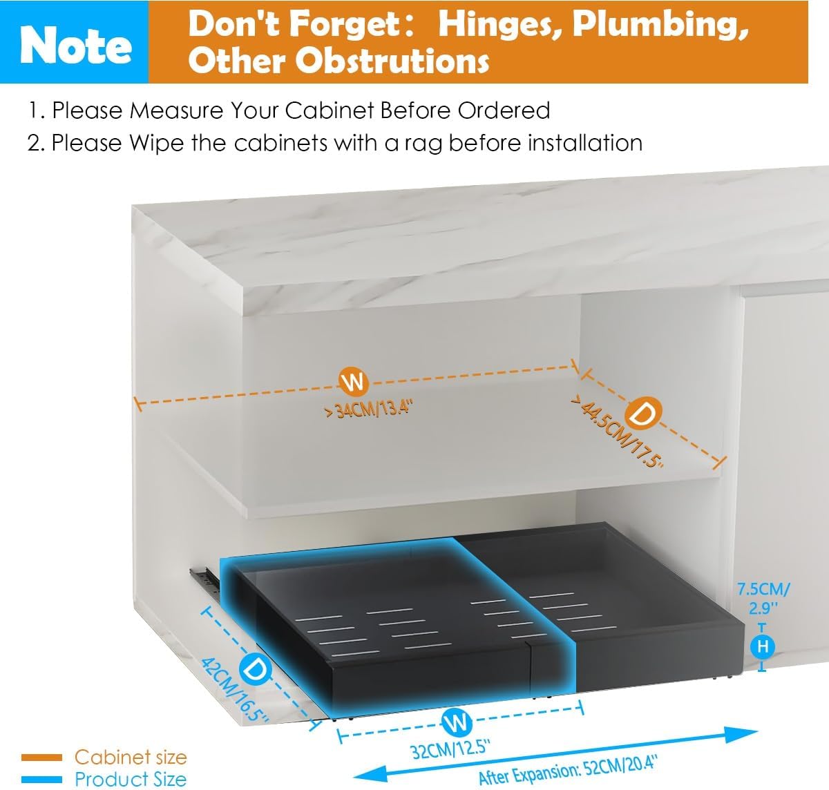 CARLA HOME Pack Pull Out Cabinet Organizer Expandable for Cabinets  (Black)