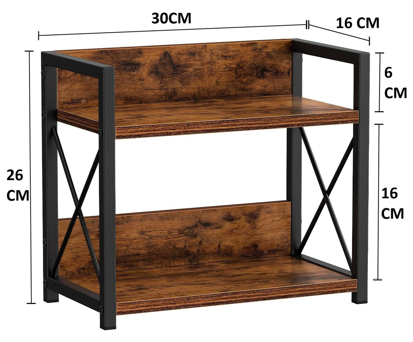 CARLA HOME 2-Tier Countertop Shelf Organizer Rustic Wood Kitchen Spice Rack for Storage, Condiments & Cabinet Organization