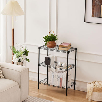 CARLA HOME 3-Tier Adjustable Metal Storage Shelves Wire Rack Organizer for Kitchen, Pantry, Bathroom or Laundry Room (60cm W x 35cm D x 103cm H)
