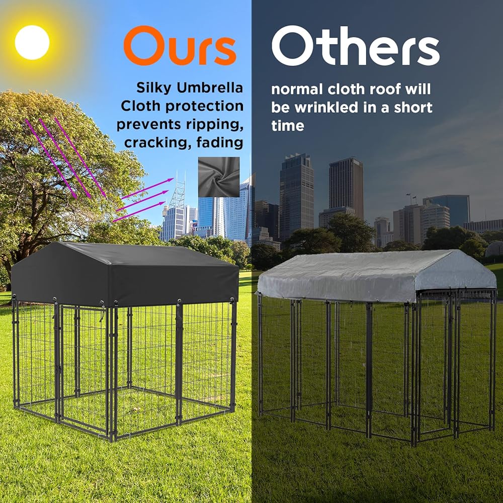 Outdoor Dog Kennel XS Pet Cage with Roof & Cover 127x120x134cm