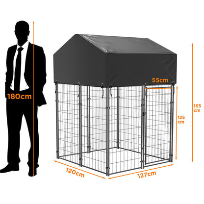 Small Outdoor Dog Kennel Pet Cage with Roof Cover 125x120x165cm