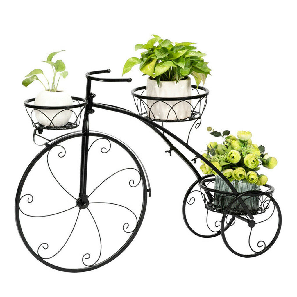 3-Tier Iron Bicycle Plant Stand Rack Tricycle Planter