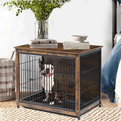 Small Wooden Dog Crate Indoor Kennel 63x51x59cm End Table Nightstand