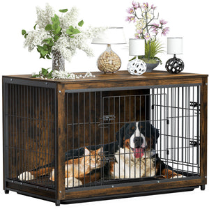 Large Wooden Dog Crate Kennel End Table Nightstand 100x59x74cm