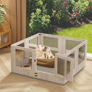 Large Dog Indoor Whelping Box, Tempered Glass & MDF