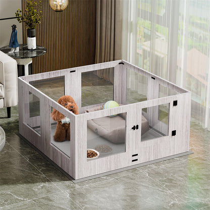 Large Dog Indoor Whelping Box, Tempered Glass & MDF