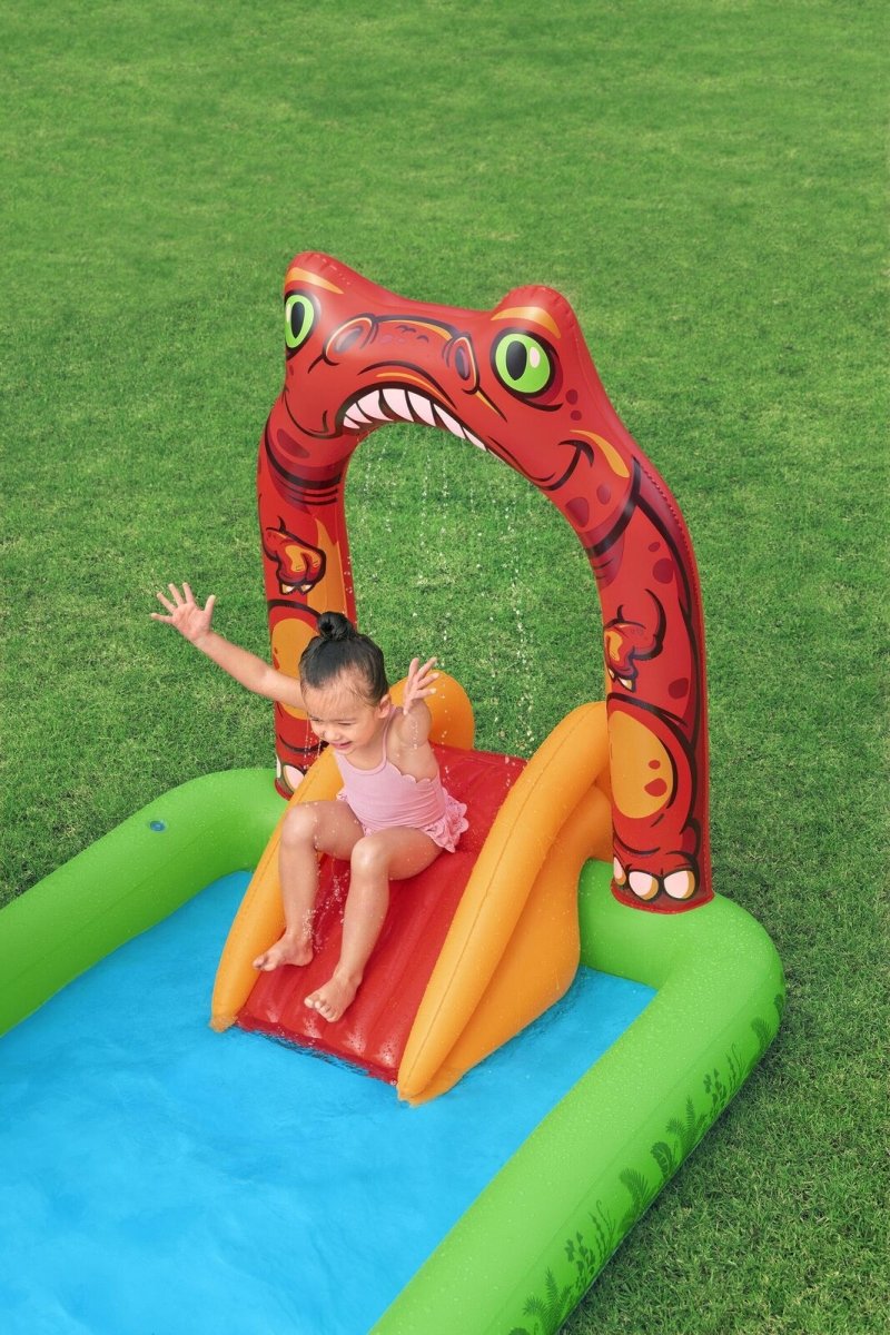 190L Jurassic Splash Water Play Centre, Bright Dinosaur Theme with Slide - Factory Direct Shop