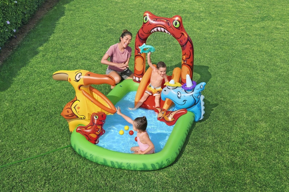 190L Jurassic Splash Water Play Centre, Bright Dinosaur Theme with Slide - Factory Direct Shop