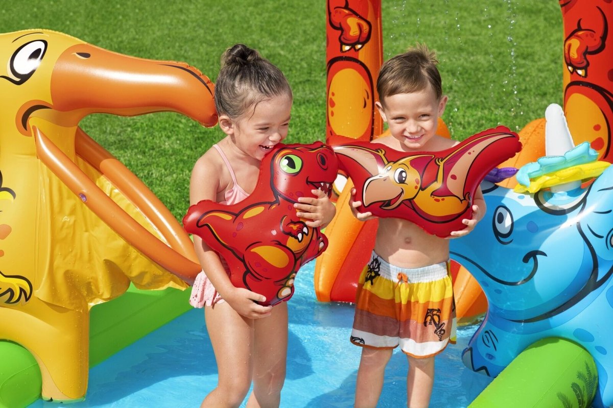 190L Jurassic Splash Water Play Centre, Bright Dinosaur Theme with Slide - Factory Direct Shop