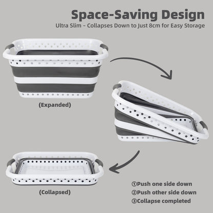 45L Space Saving  Laundry Basket,  Collapsible Hamper for Dorms, RVs, Homes & Garages