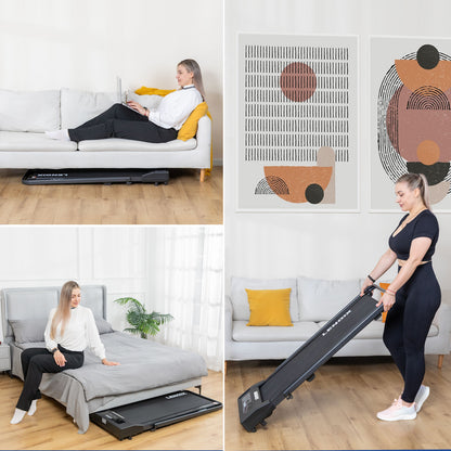 2HP 52cm Walking Pad Treadmill w/ Remote, Foldable Handrail, and Tablet Holder