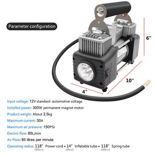 4WD Car Pump Truck 12V 150PSI Car Air Compressor Portable Tyre Deflator Inflator - Factory Direct Shop