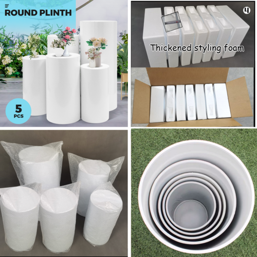 5pcs Metal Round Plinth Cylinder Pedestal Stand Wedding Decoration Cake Flower - Factory Direct Shop