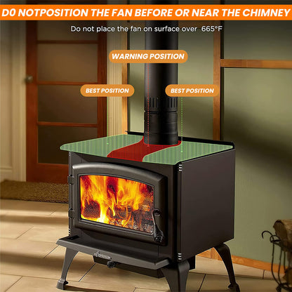 12 Blade Fan Heat Self - Powered Wood Stove Top Burner Fireplace Silent Eco Heater - Factory Direct Shop