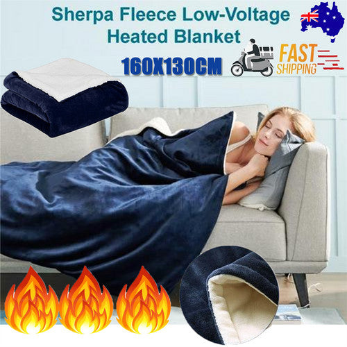 Double - side Flannel Heated Electric Throw Blanket Fast Heating Warm Washable Blue - Factory Direct Shop