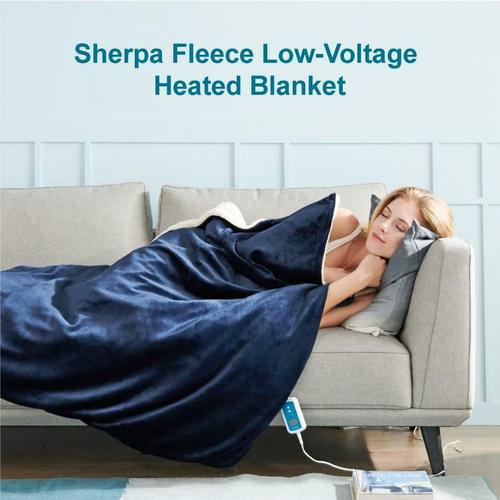 Double - side Flannel Heated Electric Throw Blanket Fast Heating Warm Washable Blue - Factory Direct Shop