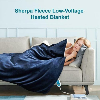 Double - side Flannel Heated Electric Throw Blanket Fast Heating Warm Washable Blue - Factory Direct Shop