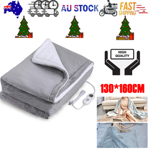 Double - side Flannel Heated Electric Throw Blanket Fast Heating Warm Washable gray - Factory Direct Shop
