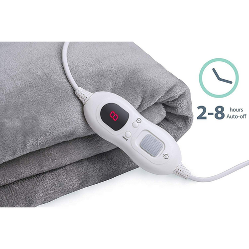 Double - side Flannel Heated Electric Throw Blanket Fast Heating Warm Washable gray - Factory Direct Shop