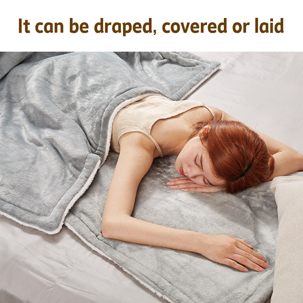 Double - side Flannel Heated Electric Throw Blanket Fast Heating Warm Washable gray - Factory Direct Shop