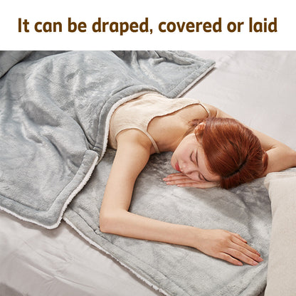 Double - side Flannel Heated Electric Throw Blanket Fast Heating Warm Washable gray - Factory Direct Shop