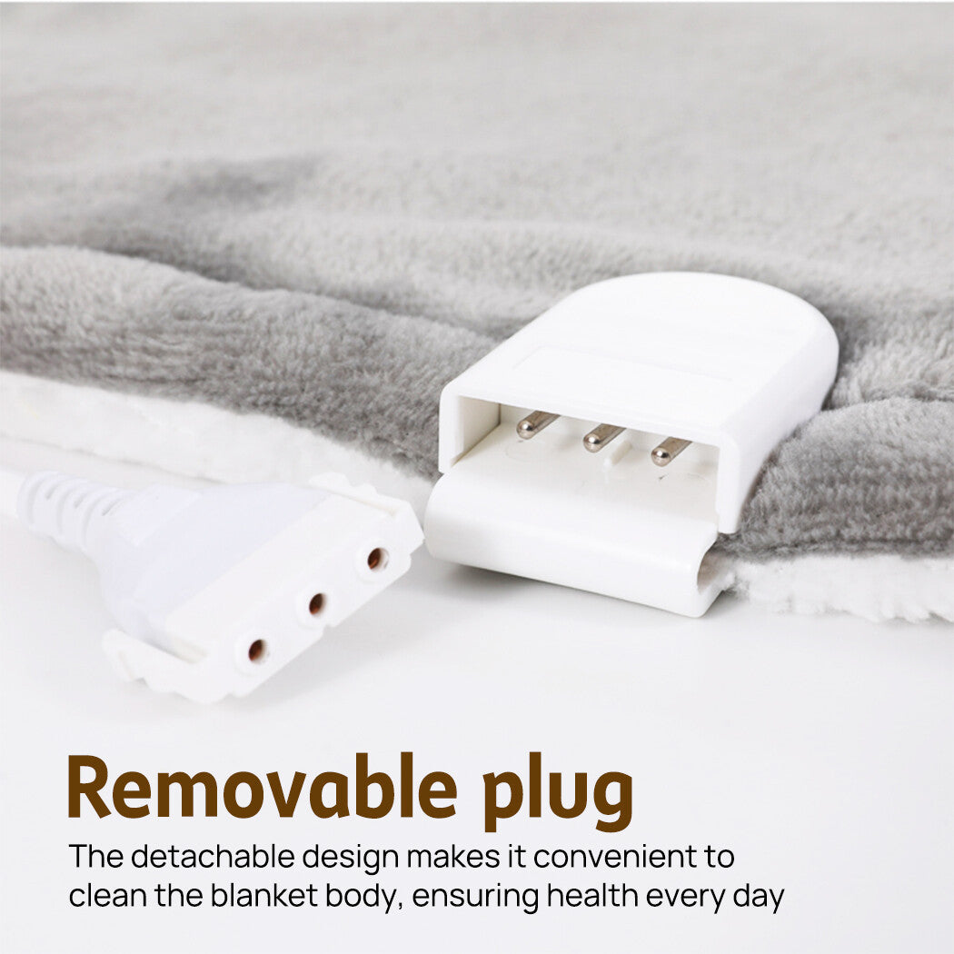 Double - side Flannel Heated Electric Throw Blanket Fast Heating Warm Washable gray - Factory Direct Shop