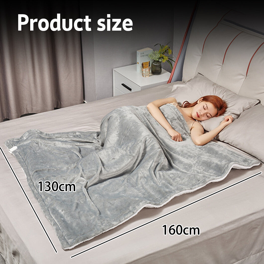 Double - side Flannel Heated Electric Throw Blanket Fast Heating Warm Washable gray - Factory Direct Shop