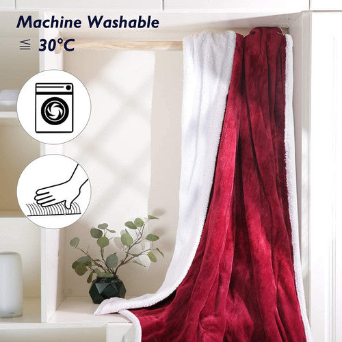 Double - side Flannel Heated Electric Throw Blanket Fast Heating Warm Washable red - Factory Direct Shop