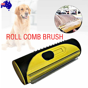 Pet Dog Cat Hair Fur Deshedding Shedding Trimmer Grooming Roll Comb Brush yellow - Factory Direct Shop