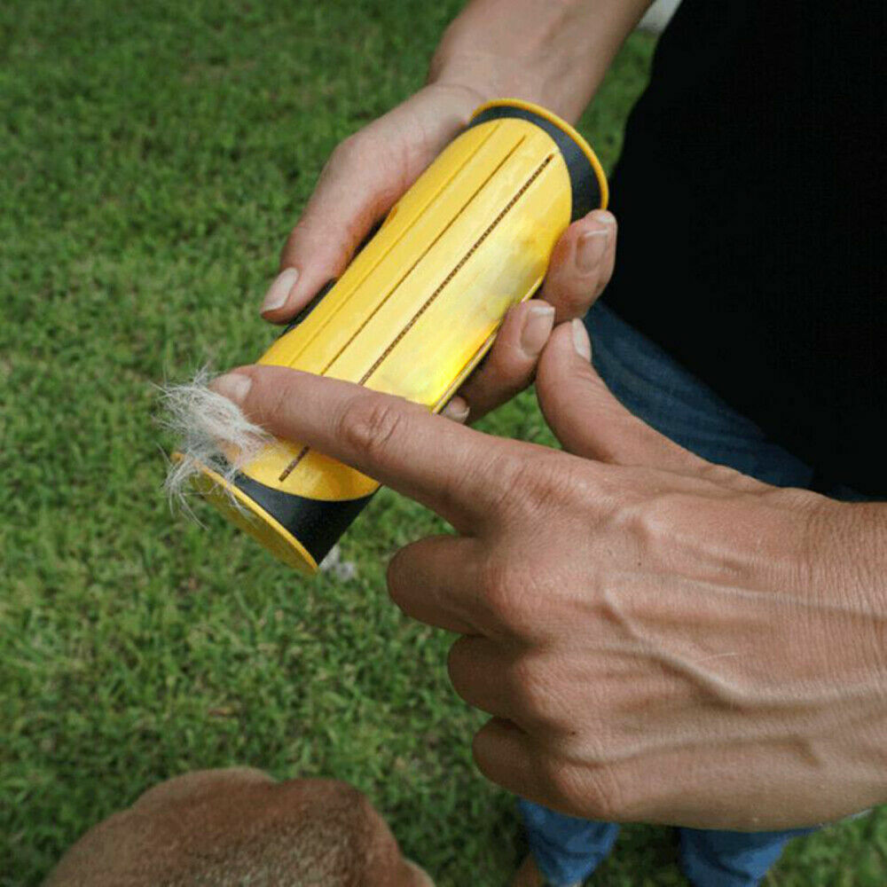 Pet Dog Cat Hair Fur Deshedding Shedding Trimmer Grooming Roll Comb Brush yellow - Factory Direct Shop
