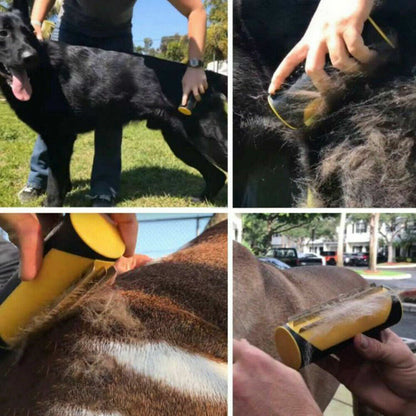 Pet Dog Cat Hair Fur Deshedding Shedding Trimmer Grooming Roll Comb Brush yellow - Factory Direct Shop
