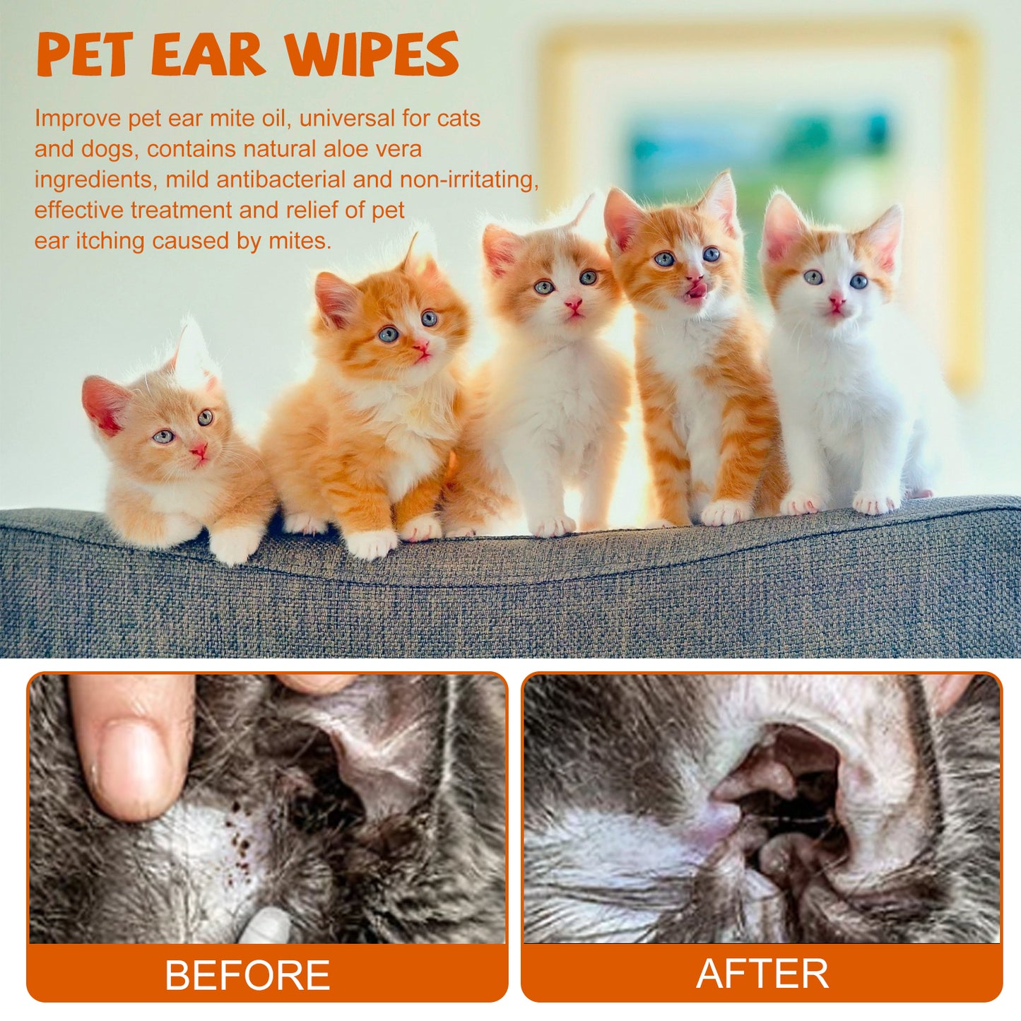 Yegbong Pet Ear Wipes, Pet Ear Cleaning Deodorizing Removing Mite And Earwax Cleaning Wipes - Factory Direct Shop