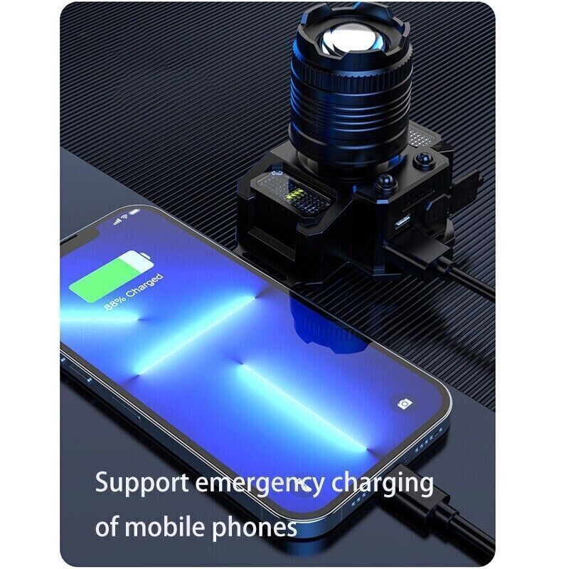 900000LM LED Headlamp Rechargeable Headlight Zoomable Head Torch Lamp Flashlight