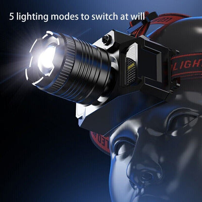900000LM LED Headlamp Rechargeable Headlight Zoomable Head Torch Lamp Flashlight