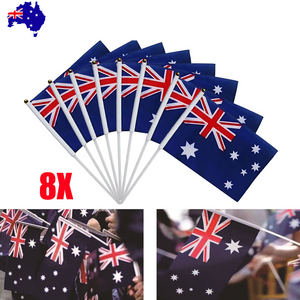 Small Waver Hand Held Aussie Flags Party Supplies Banner AU 8pcs Australia Flag