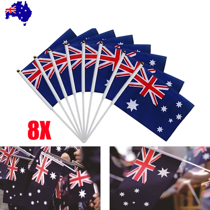 Small Waver Hand Held Aussie Flags Party Supplies Banner AU 8pcs Australia Flag