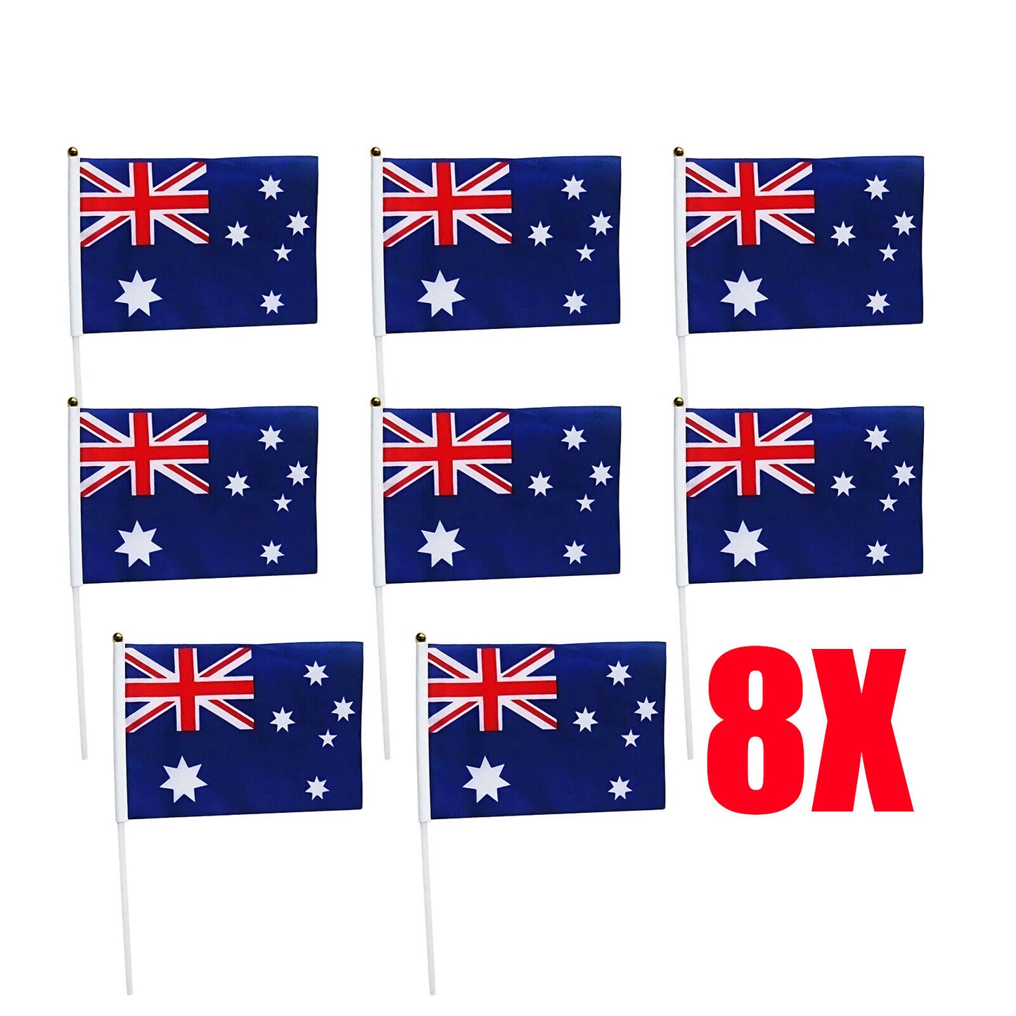 Small Waver Hand Held Aussie Flags Party Supplies Banner AU 8pcs Australia Flag