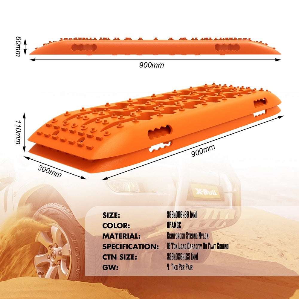 Orange tire smoother with dimensions and specifications on a desert background